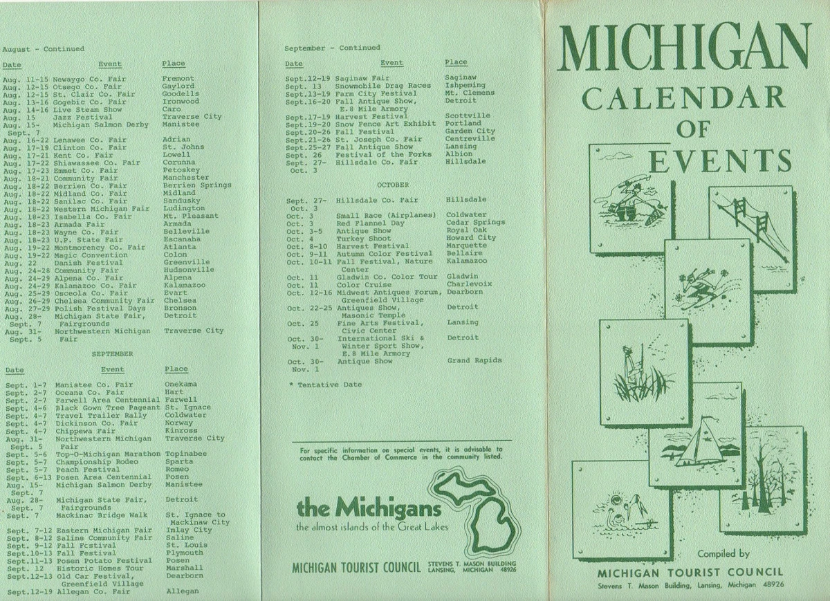 wd2 Brochure 1970 Michigan Calendar of events 031a | eBay