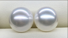 Pair of 12-13mm natural south sea genuine white round loose pearl undrilled 18AA