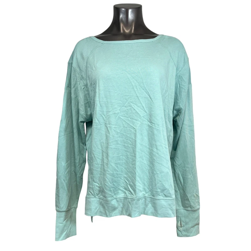 sweaty-betty long sleeve open back terry knit thumbholes shirt