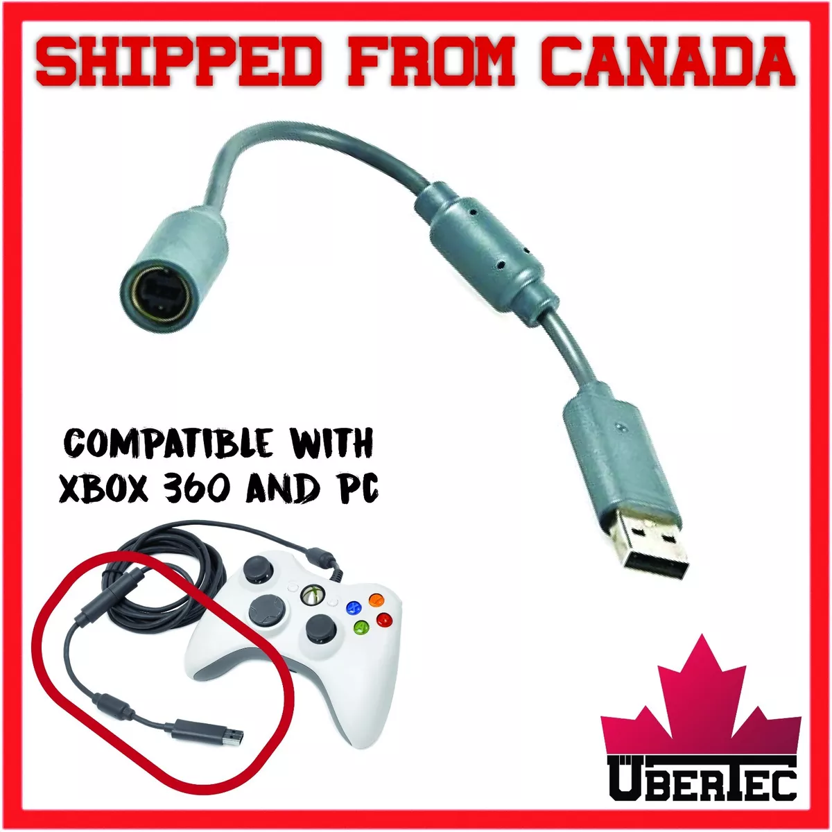 Breakaway Controller Connector Cable For Xbox 360 Wired Adapter USB Grey