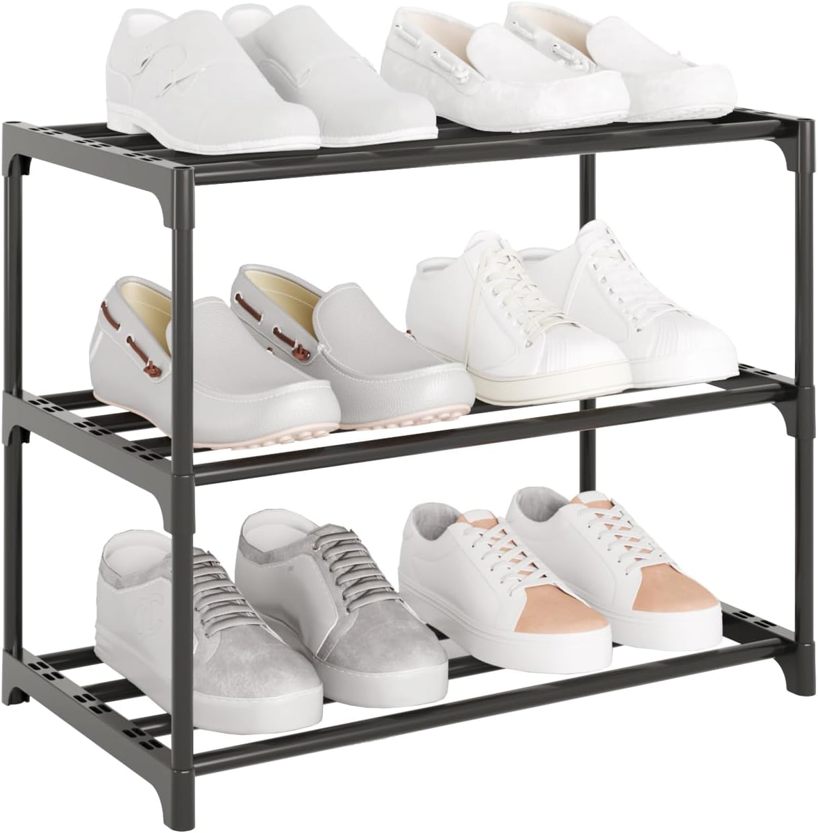 Small Metal Shoe Rack,Stackable Shoe Shelf Storage Organizer for