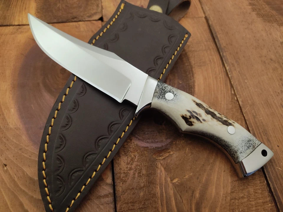 定制手工 440c 钢制生存 EDC 野营户外狩猎刀鹿角 — 第 2/4 张图片