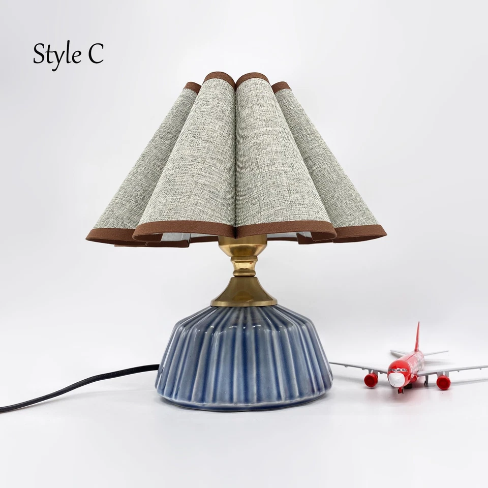 Abajur de mesa artesanal de cerâmica com abajur de tecido - Abajur de mesa para decoração - Imagem 3 de 4