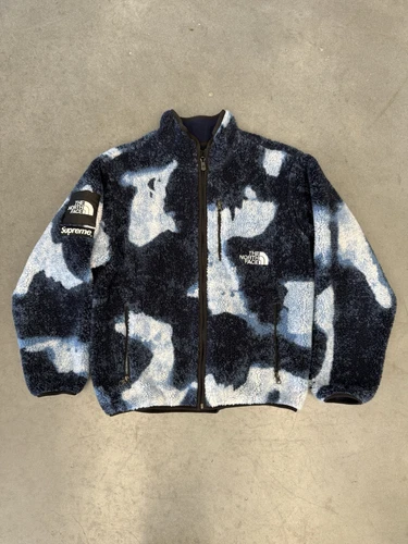 Veste polaire FW21 Supreme The North Face denim blanchi imprimé indigo