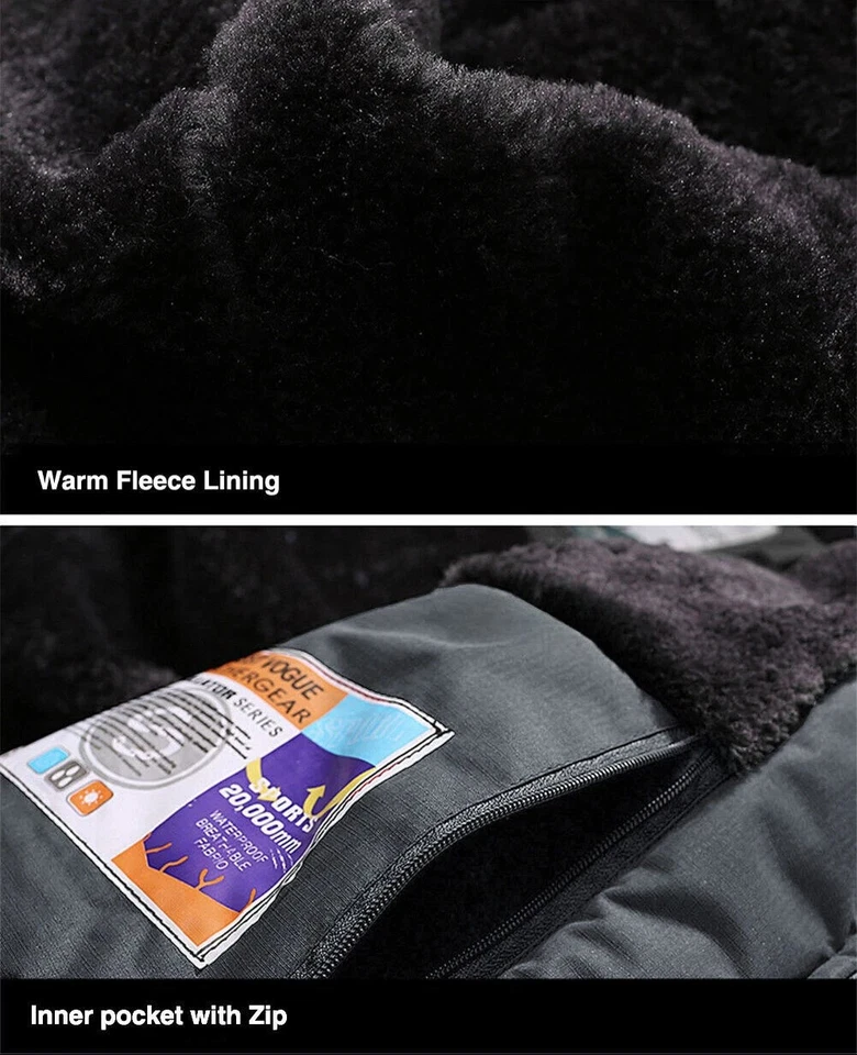 Men's Waterproof Winter Jacket Warm Winter Coat Outdoor Ski Snow Hooded Jackets - Image 4 of 4