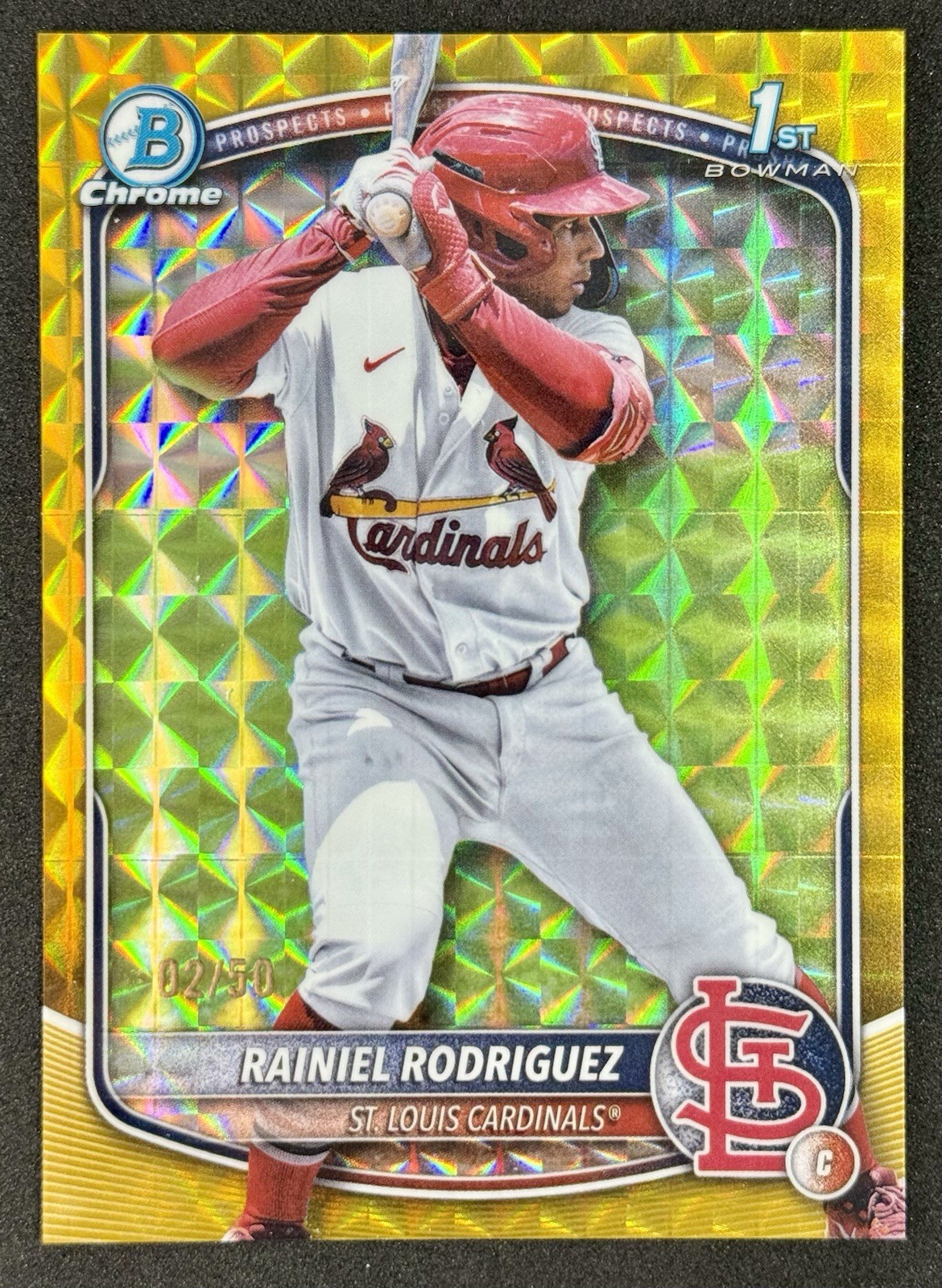 2025 Bowman Chrome Rainiel Rodriguez 1st Gold Geometric Refractor /50 #BCP-200