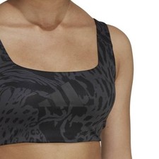 adidas Sports Bra UK S Carbon Black Powerimpact Medium-Support Icon Sports Print