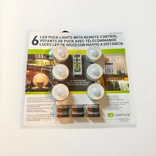 CAPSTONE 6 LED PUCK LIGHTS WITH REMOTE CONTROL W/ BATTERIES NEW