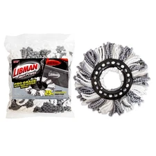 Power Professional Grade Microfiber Spin Mop Refill Snap-on Head Black and White