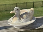 Antique Tiffin Glass Duck On Nest -Covered Dish Milk Glass 1932 -1940 Era