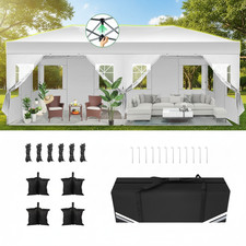 Gazebo Pieghevole Pop Up 3x6m Impermeabile Protezione UV Gazebo da Giardino con Strisce Riflettenti