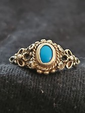 Vintage Native American Navajo Sterling Silver Turquoise Center Ring Sz 5