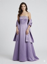 David's Bridal Women’s Guest Wedding Dress Size 16 Color Purple Embroidery