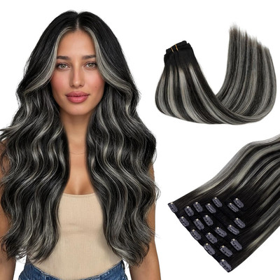 Clip in Hair Extensions Real Human Hair 100% Remy Hair Extensions Clip Ins Doubl
