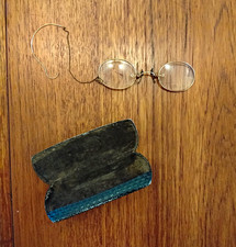 Antique/Vintage Pince Nez Spectacles With Chain And Case