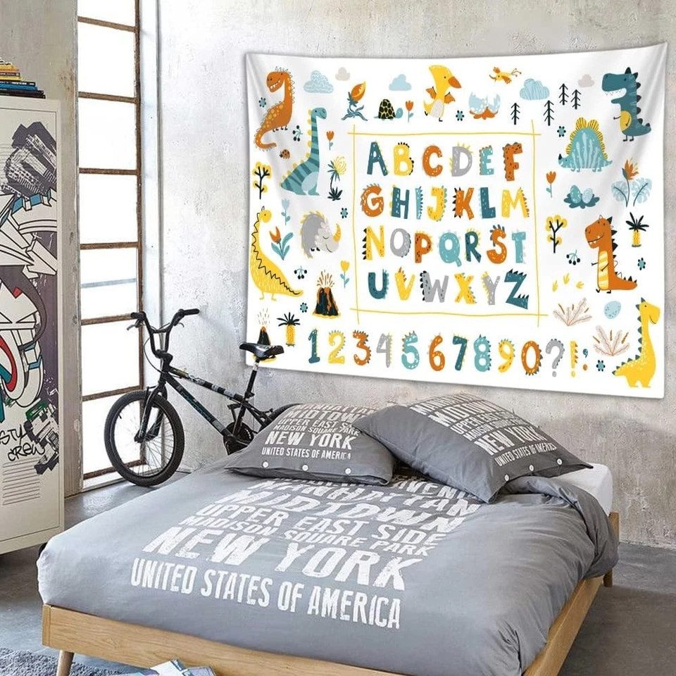 Tapiz póster alfabeto para niños niños niños niñas dormitorio, aprendizaje ABC para niños pequeños... Foto 3 de 4