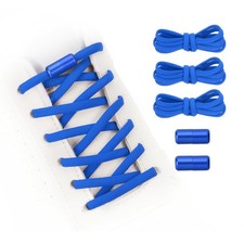 Elastic No Tie Shoelaces Replacement 3Pcs with 2 Metal Buckles, Navy Blue