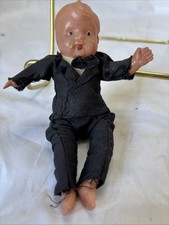 1940/50's Celluloid Doll 5  Tuxedo Boy Bowtie Rare Vintage Collectible Toy Old   
