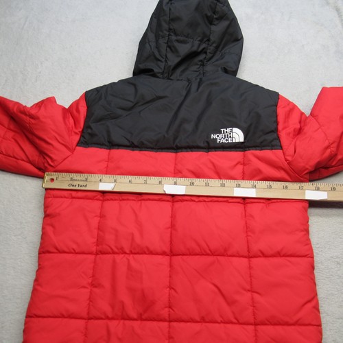 The North Face Jacket Boys Medium Red Black Plaid Reversible Hooded Puffer - Picture 15 of 19