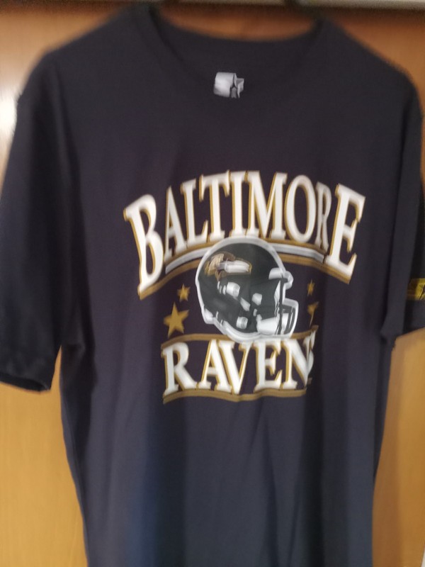 Starter Baltimore Ravens NFL Football Shirt Gray Men's XL Used Black Helmet Cott