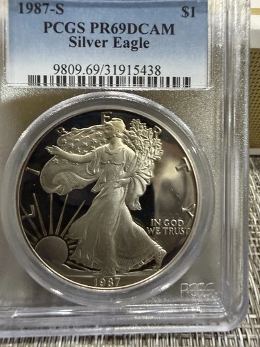1987-S $1 Silver American Eagle, PCGS PR69 DCAM