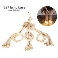 6-flammig Hanfseil Pendelleuchte E27 Vintage Hängelampe Retro Industrie Lampe 1m