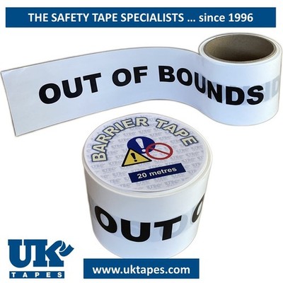 OUT OF BOUNDS Absperrung Gefahrenwarn Kordonband - handliche 20M Rolle