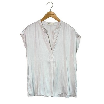 BY TOGETHER Large Champagne Short Sleeve Boxy Fit Popover Top Quiet Luxury