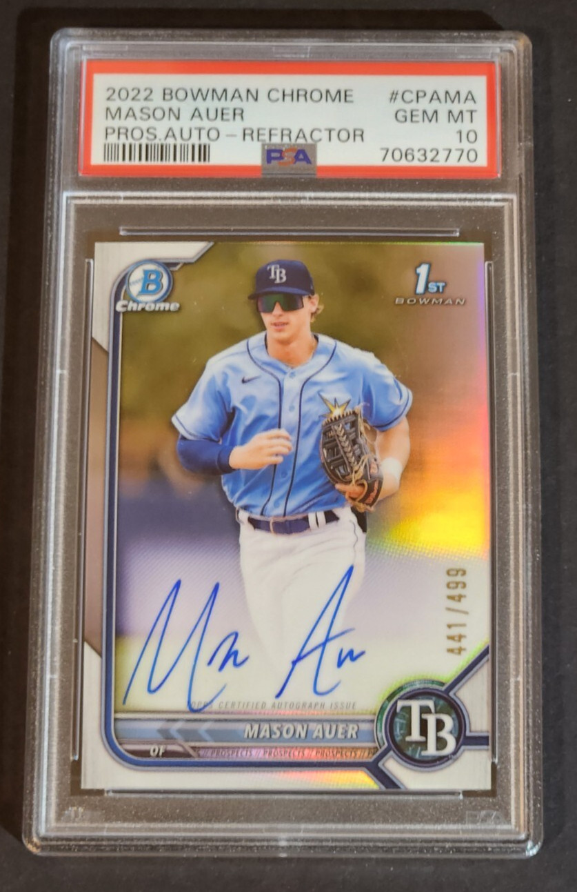 2022 Bowman Chrome MASON AUER REFRACTOR RC Rookie AUTO /499 PSA 10