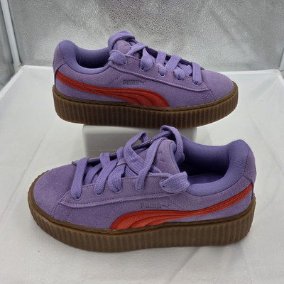 PUMA Girls Purple Red Platform Sneakers Lace Up Logo Low Top Round Toe