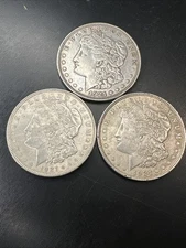 (3) X 1921 Morgan Silver Dollar 90%. Melt Value $136.89