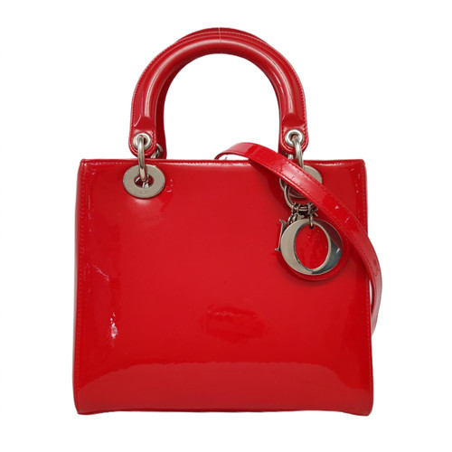 【Authentic】 DIOR Lady Dior Red Patent leather Handbags (DDP)