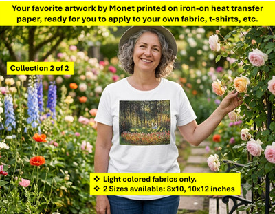 Monet Collection #2 of Fine Art Iron-on Photo Prints For your shirts & fabrics.