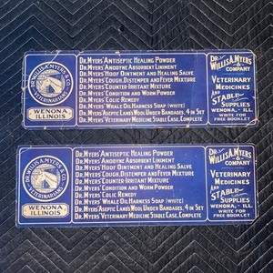 Antique Doctor Myers Veterinary Medicine Advertising Cardboard Signs Quantity 2