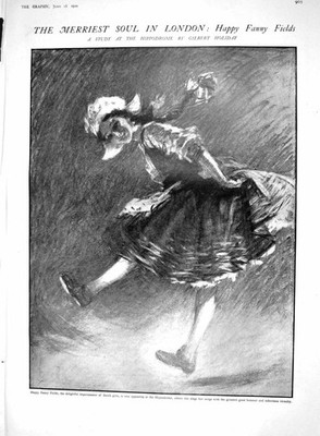 Antiker alter Druck 1910 Happy Fanny Fields Holländisches Mädchen Imitator Hippodrom