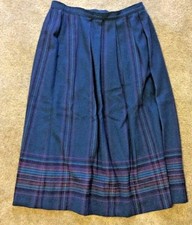 Pendleton Womens Size 10 Knife Pleated Midi Skirt WOOL Teal border plaid