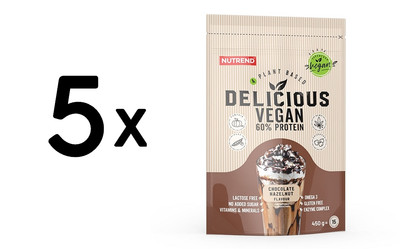 5 x Nutrend Delicious Vegan, Chocolate Hazelnut - 450g (48,88 EUR/kg)