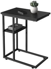 C Shaped End Table, Sturdy 2 Tier C Shaped Side Table for Couch Sofa Bedside ...