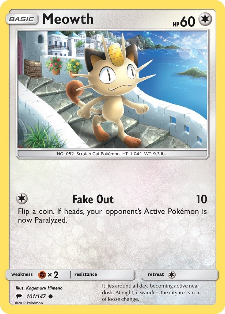 Pokemon Meowth 101/147 SM - Burning Shadows Common MP
