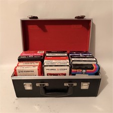 Vintage Black Vinyl Rd Velvet 8 Track Case Storage with 15 Tapes Included