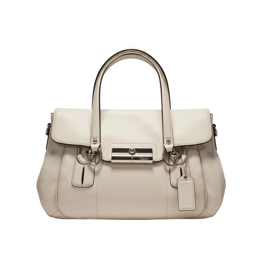 ショルダーバッグ Coach Kristin Leather Bag Shoulder Beige Coach Beige/Gold Canvas and Leather Kristin Hobo Coach | TLC US