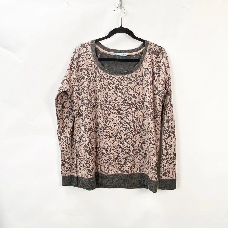 Suéter para mujer Maurices XL estampado cachemir túnica top rosa gris ligero Foto 2 de 4
