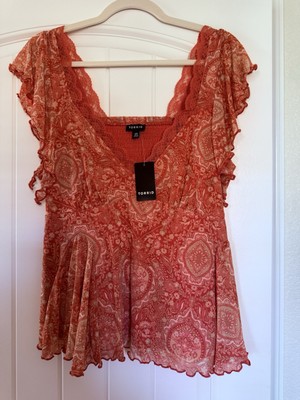 Torrid Stretch Lace Sweetheart Flutter Fit And Flare Faded Rose 00 M/L 10 NWT