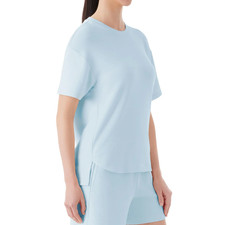 Members Mark Womens Sandwash Short Sleeve Tee Relaxed Fit Soft Drop Tail Hem MED