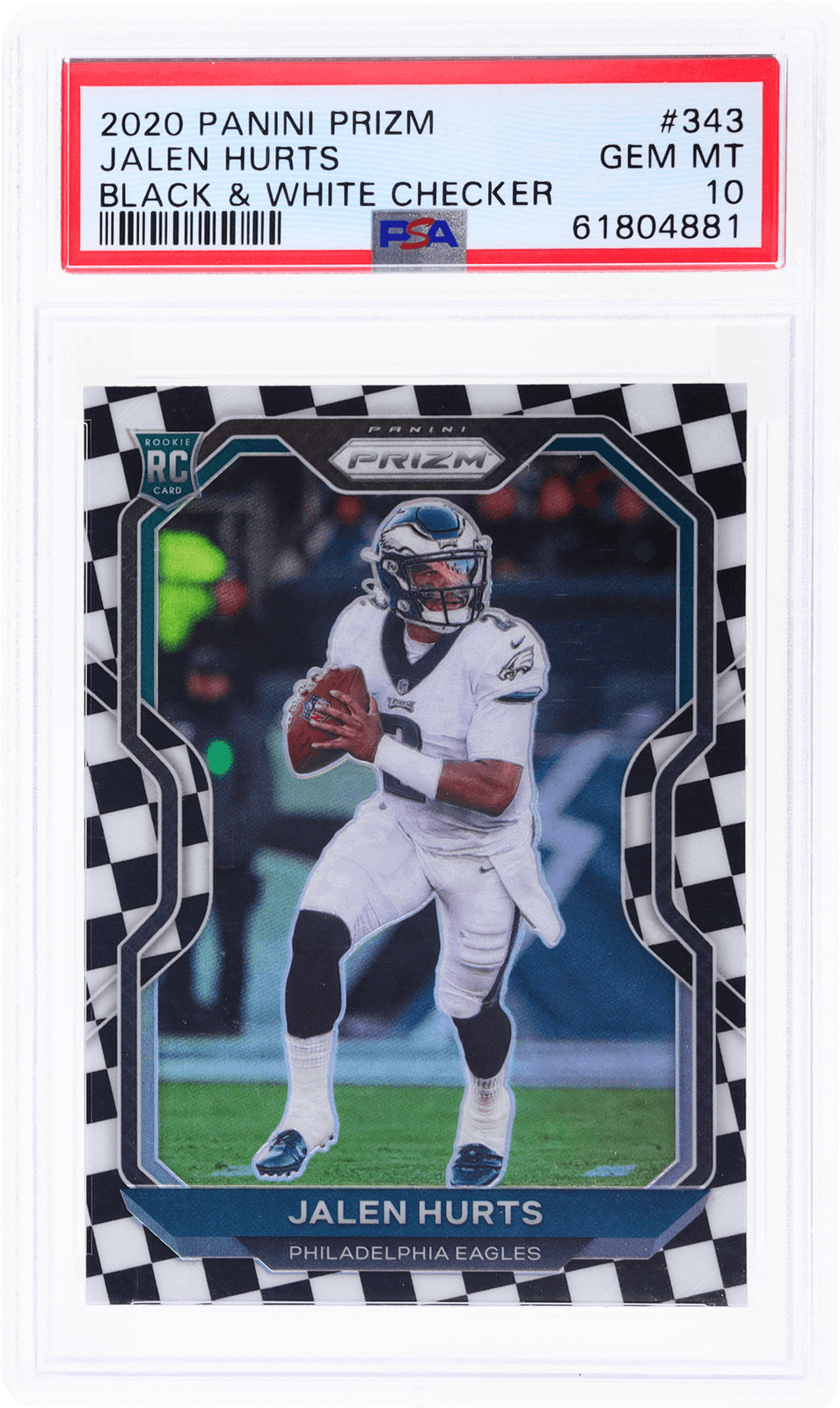 2020 Panini Prizm Jalen Hurts Black and White Checker #343 PSA 10 Rookie RC