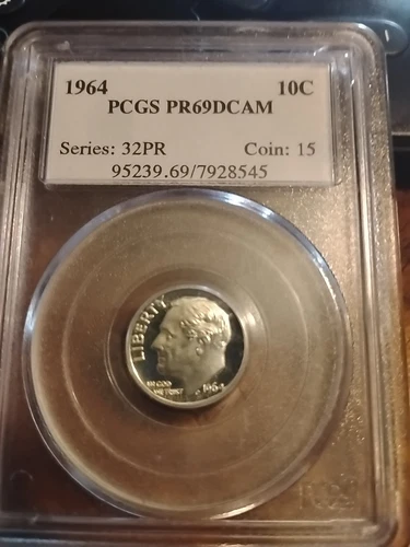 1964 Proof Roosevelt Dime PCGS PR69 DEEP Cameo Sweet Coin Rare
