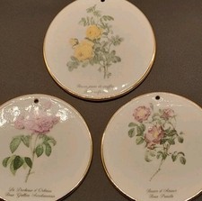 Porcellana Kenzan 9 sottobicchieri fiori con bordo dorato Giappone