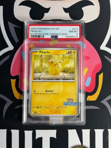 2025 POKEMON SVP EN-SV BLACK STAR PROMO ILLUSTRATION CONTEST 2024 PIKACHU PSA 8
