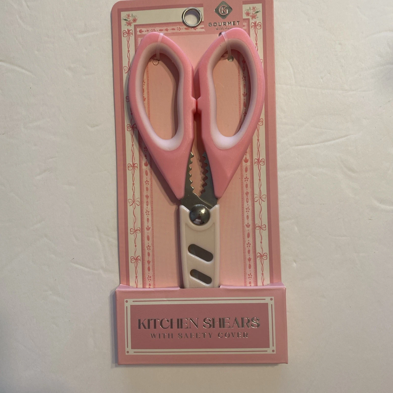 Pink Kitchen Scissors Shears With Safety Cover Gourmet Kitchen New