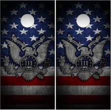 Patriotic Eagle Seal Flag 1776 Cornhole Wrap Bag Toss Skin Decal Sticker Wraps
